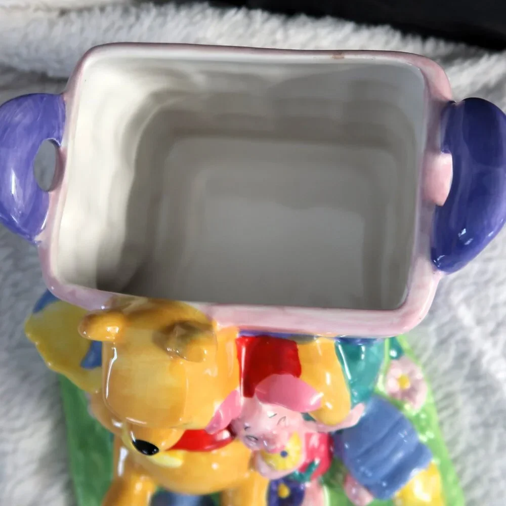 2000 Disney Winnie the Pooh & Piglet Ceramic Flower Vase Planter